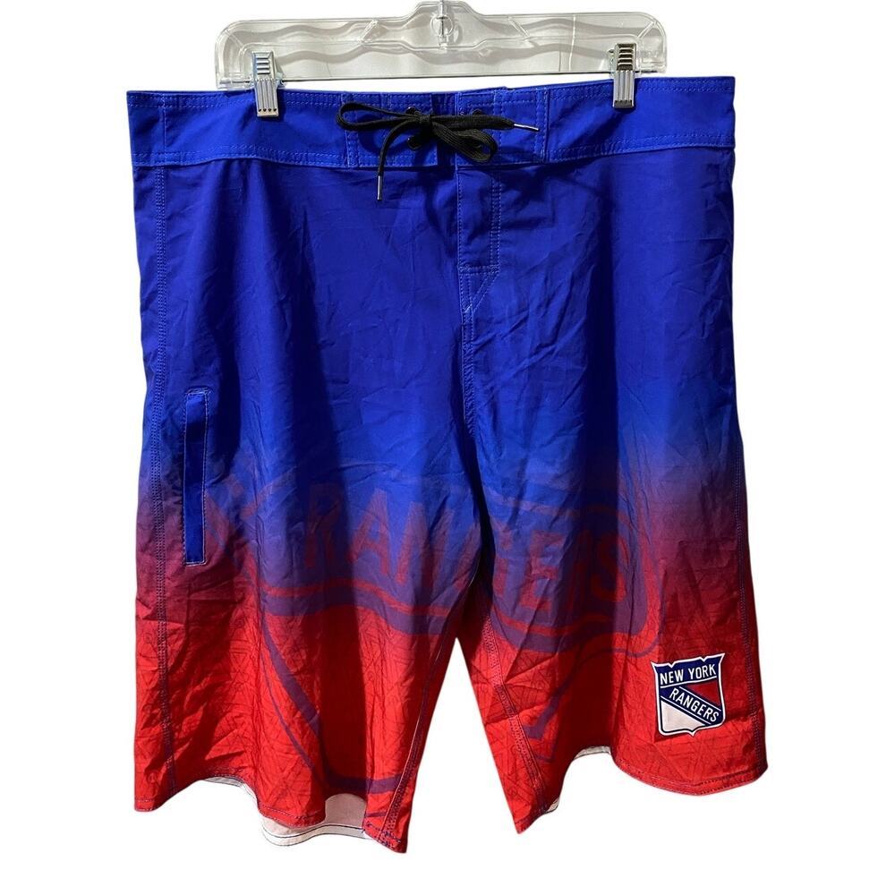 NEW YORK RANGERS BOARD SHORTS — NHL Swim Trunks Blue & Red Men's 38